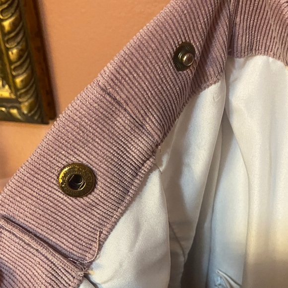 Mauve Corduroy Canvas Tote Bag Purse Handbag 14x14.5x4 GUC - Picture 7 of 8